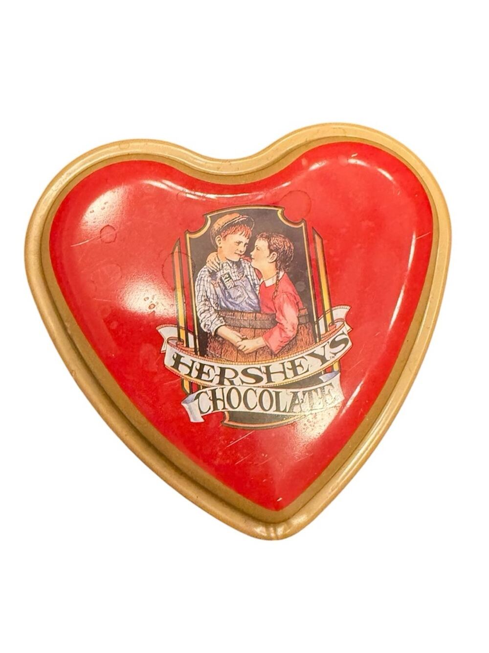 Vintage Hershey's Chocolates Heart Shape Metal Tin Keepsake Box